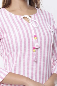 South Cotton Striped Pink Kurta - S